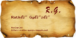 Ratkó Győző névjegykártya